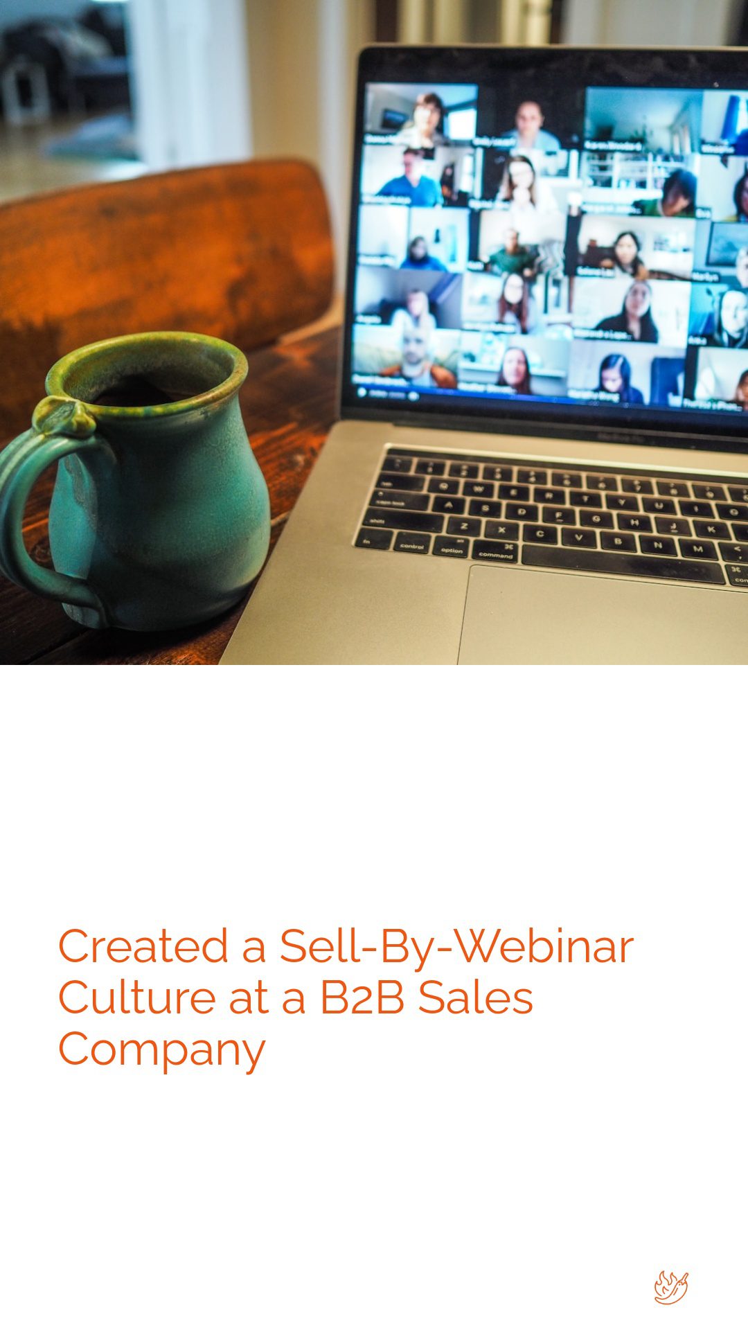 Reads, "Created a Sell-by-Webinar Cultures in a B2B Sales Agency."